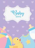 babydouche kaart met baby pictogrammen vector