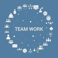 team werk icoon reeks infographic vector sjabloon