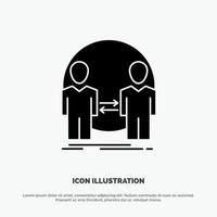 Mens kloon gebruiker identiteit duplicaat solide glyph icoon vector