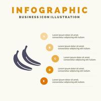 banaan voedsel fruit solide icoon infographics 5 stappen presentatie achtergrond vector