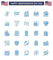 gelukkig onafhankelijkheid dag 25 blues icoon pak voor web en afdrukken Verenigde Staten van Amerika mijlpaal envelop gouden brug bewerkbare Verenigde Staten van Amerika dag vector ontwerp elementen
