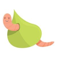 worm eten blad icoon tekenfilm vector. bodem compost vector