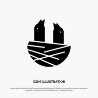 dier vogel huis voorjaar solide glyph icoon vector