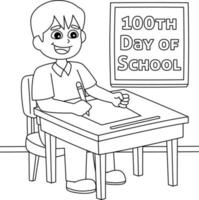 100ste dag van school- leerling schrijven kleur bladzijde vector