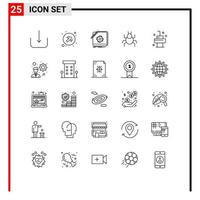 reeks van 25 modern ui pictogrammen symbolen tekens voor bad Indisch app virus kever bewerkbare vector ontwerp elementen