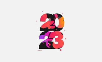 abstract vloeistof vormen ontwerp met aantal 2023 gelukkig nieuw jaar modern grafisch elementen, vector illustratie sjabloon