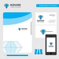 diamant bedrijf logo het dossier Hoes bezoekende kaart en mobiel app ontwerp vector illustratie