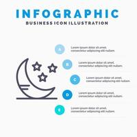 maan wolk weer lijn icoon met 5 stappen presentatie infographics achtergrond vector