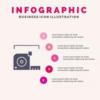 meten meting meter roulette heerser solide icoon infographics 5 stappen presentatie achtergrond vector