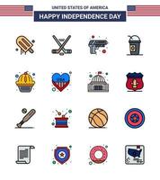 16 creatief Verenigde Staten van Amerika pictogrammen modern onafhankelijkheid tekens en 4e juli symbolen van muffin staten geweer limonade Amerika bewerkbare Verenigde Staten van Amerika dag vector ontwerp elementen