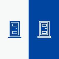 bouw deur huis lijn en glyph solide icoon blauw banier lijn en glyph solide icoon blauw banier vector