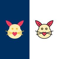 konijn konijn liefde schattig Pasen pictogrammen vlak en lijn gevulde icoon reeks vector blauw achtergrond