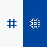 volgen hasj label tweet twitter lijn en glyph solide icoon blauw banier lijn en glyph solide icoon blauw banier vector