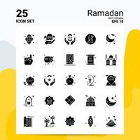 25 Ramadan icoon reeks 100 bewerkbare eps 10 bestanden bedrijf logo concept ideeën solide glyph icoon ontwerp vector