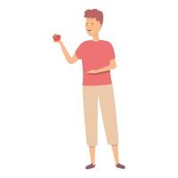 jongen met rood appel icoon tekenfilm vector. tuin kind vector