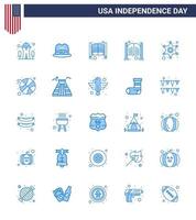 4e juli Verenigde Staten van Amerika gelukkig onafhankelijkheid dag icoon symbolen groep van 25 modern blues van bal Politie teken deuren ster mannen bewerkbare Verenigde Staten van Amerika dag vector ontwerp elementen