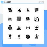 modern reeks van 16 solide glyphs pictogram van kogel pen downloaden rekenmachine stationair bewerkbare vector ontwerp elementen