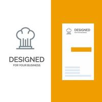 pet chef kookplaat hoed restaurant grijs logo ontwerp en bedrijf kaart sjabloon vector
