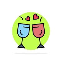 glas liefde drinken bruiloft abstract cirkel achtergrond vlak kleur icoon vector