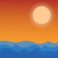 zonsondergang en zee landschap vector