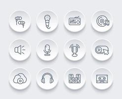 audio pictogrammen set, lineair stijl vector