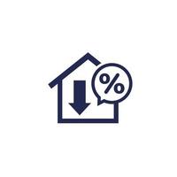 hypotheek, lening tarief vallen icoon vector