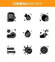 roman coronavirus 2019-nCoV 9 solide glyph zwart icoon pak virus vlees koorts voedsel virus virale coronavirus 2019november ziekte vector ontwerp elementen