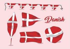 Golvende Deense Vlag Vector Set