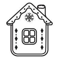 Kerstmis peperkoek koekjes peperkoek huis in tekening stijl, vector illustratie contour