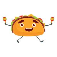 taco's met maracas icoon, tekenfilm stijl vector