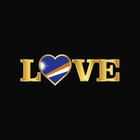 gouden liefde typografie maarschalk eilanden vlag ontwerp vector