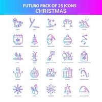 25 blauw en roze futuro Kerstmis icoon pak vector