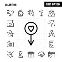 Valentijn lijn icoon pak voor ontwerpers en ontwikkelaars pictogrammen van kalender liefde romantisch Valentijn thee kop romantisch Valentijn vector