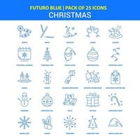 Kerstmis pictogrammen futuro blauw 25 icoon pak vector