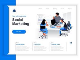 sociale marketing isometrische bestemmingspagina vector