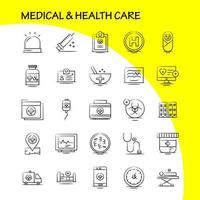 medisch en Gezondheid zorg hand- getrokken icoon voor web afdrukken en mobiel uxui uitrusting zo net zo hart zorg medisch medisch geneeskunde ziekenhuis tablets medisch pictogram pak vector