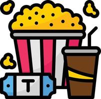 bioscoop film theater popcorn vermaak - gevulde schets icoon vector