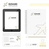 vliegtuig bedrijf logo tab app dagboek pvc werknemer kaart en USB merk stationair pakket ontwerp vector sjabloon