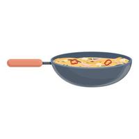 wok voedsel heet pan icoon, tekenfilm stijl vector