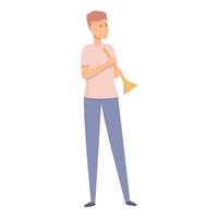 jongen met fluit icoon tekenfilm vector. muziek- school- vector