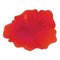 rood hibiscus bloem icoon, tekenfilm stijl vector