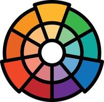 kleur wiel creatief - gevulde schets icoon vector