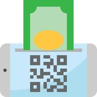mobiel betaling qr code betaling contant geld bank - vlak icoon vector