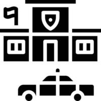 Politie station Politie politieagent auto gebouw - solide icoon vector