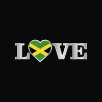 liefde typografie met Jamaica vlag ontwerp vector