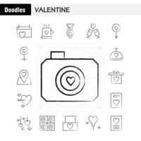Valentijn hand- getrokken icoon pak voor ontwerpers en ontwikkelaars pictogrammen van kalender liefde romantisch Valentijn thee kop romantisch Valentijn vector