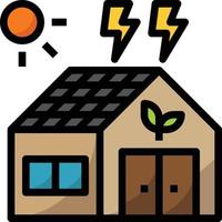 huis ecologie Zonnecel energie verlichting - gevulde schets icoon vector