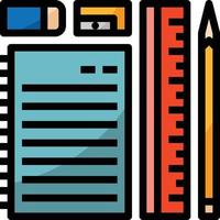 stationair creatief notitieboekje potlood rubber heerser - gevulde schets icoon vector