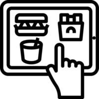 tablet bestellen online voedsel levering - schets icoon vector
