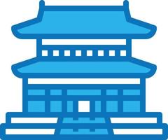 gyeongbokgung paleis mijlpaal Korea gebouw - blauw icoon vector